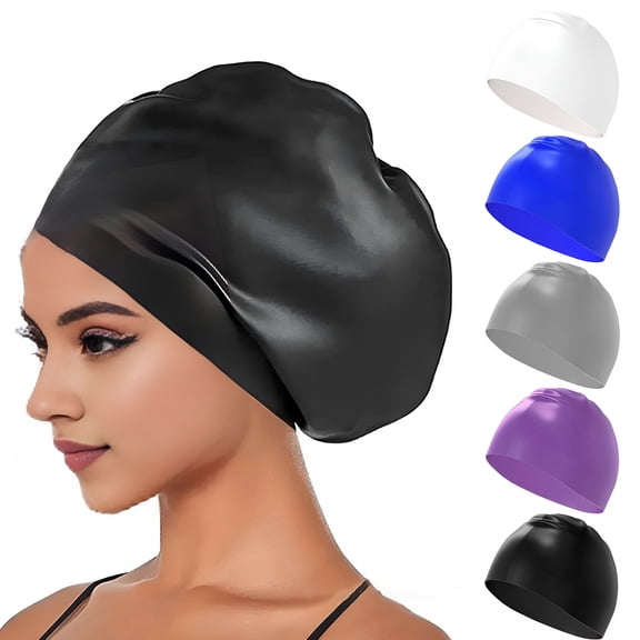 TELOLY Extra Large Swim Cap Swimming Hat Non-Slip Design High Elastic Waterproof Hair Protection Swim Cap for Adults