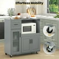 thumbnail image 3 of Topbuy Rolling Kitchen Island with Wheels Kitchen Cart with Drawer and Glass Door Cabinet, 3 of 9