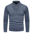 thumbnail image 1 of sageysalite Hauts de Travail pour Hommes en Tricot Col Rabattu Chandail à Manches Longues Coupe Ajustée Bureau Réunion Tenue de Ville Décontractée Hauts, 1 of 9