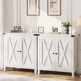 thumbnail image 1 of Ensemble d'Armoires de Rangement Style Ferme pour Entrée – Buffet Bahut 2 Pcs avec Tablettes Ajustables et 2 Portes – Console Polyvalente pour l'Organisation du Salon, de la Salle à Manger, de la Cuisine Ou du Couloir, Chêne Blanc, 1 of 8