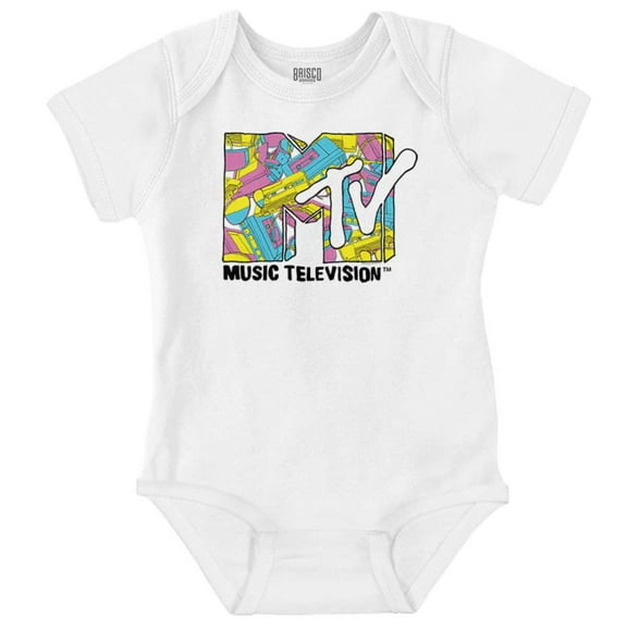 Retro 80s MTV Music Treasure Logo Romper Boys or Girls Infant Baby Brisco Brands NB