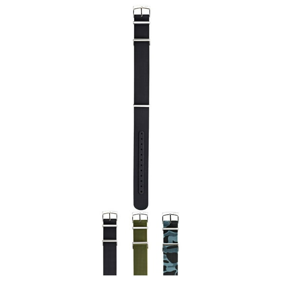 Morellato Isarco Silicone Watch Strap - Black - 18mm - Chrome-plated Stainless Steel Buckle - NATO Collection