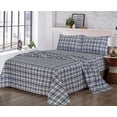 thumbnail image 5 of RUVANTI 100% Cotton Sheets – Twin Size Percale Bedding, Cooling & Breathable Floral Design, Durable with a Crisp, Soft & Comfortable Feel, 16" Deep Pocket, 3-Piece Set, Greenish Blue Plaid, 5 of 9