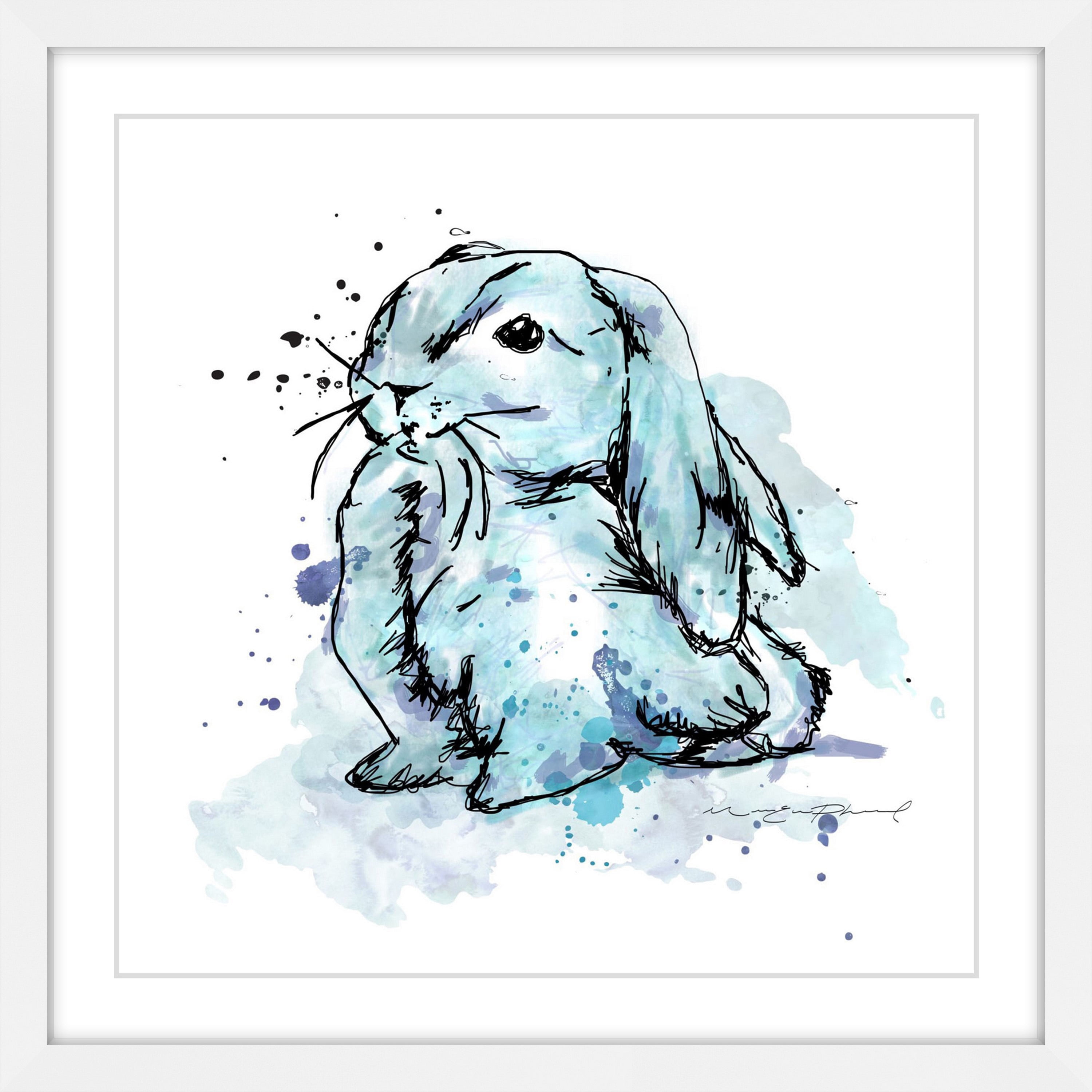 Marmont Hill "Lapin Bleu" by Marie-Eve Pharand Framed Painting Print