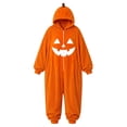 thumbnail image 6 of LIZUOJUN Under $15 Women Halloween Onesie Pajamas Hooded Zip Up Footie Pumpkin Print Soft Fabric Cosplay Costume For Holiday Parties Cozy Nights Sleepover Orange Flannel, 2XL, 6 of 7