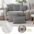 thumbnail image 6 of Boho Black Stripe Outdoor Waterproof Pillow Covers, Abstract Geometric White Minimalist Decorative Square Throw Pillowcase Sofa Cushion Sham for Patio/Couch/Chair, 20"x20" 2 Pack, 6 of 8