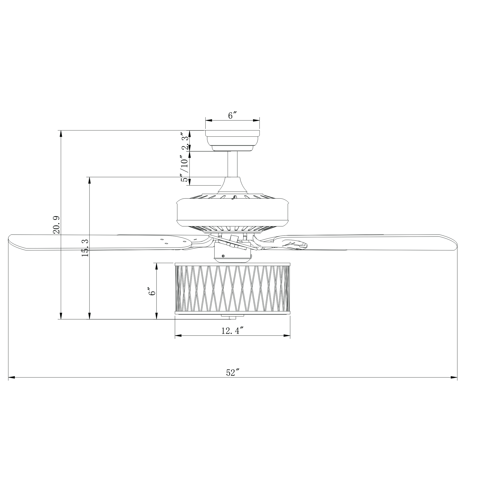 Jan Gee Satin Bronze 52-inch 5 Blade Ceiling Fan