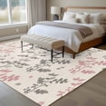 thumbnail image 4 of Pink Grey Botanical Area Rugs 5'x7', Small Throw Rugs for Laundry Room Playroom, Rustic Country Spring Floral Summer Leaf Indoor Outdoor Rug Non-Slip Low Pile Carpet Runner Reversible Floor Mats, 4 of 8