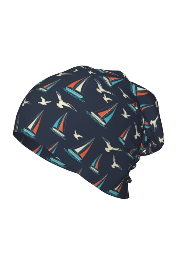 Sailboat And Seagull Toddler Beanie Baby Boys Girls Beanies Kids Winter Hats Children Knit Warm Caps