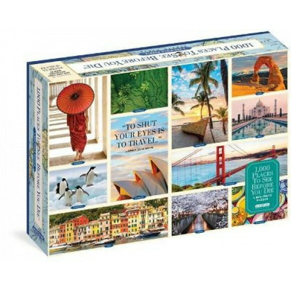 Casse-Tête 1 000 Endroits à Voir avant de Mordre Casse-Tête de 1 000 Pcs : pour Adultes Cadeau de Voyage Casse-Tête 26 3/8 Pouces x 18 7/8 Pouces
