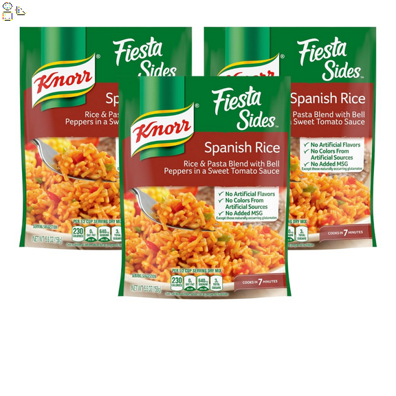 3 Packs Knorr Spanish Rice Sides for a Tasty Rice Sides with Long Grain Rice No Artificial Flavors, No Preservatives, No Added MSG