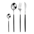 thumbnail image 2 of 4-Piece Black and silvery Silverware Set ,Stainless Steel Silverware Set black Handle Cutlery Set ,Service for Dinner Knives Forks Spoons Set, 2 of 3