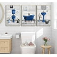 thumbnail image 4 of Navy Blue Bathroom Canvas Wall Art Paintings Fun Blue Bathtub and Toilet Paintings Pictures Wall Decor Posters Print Artwork for Washroom Restroom Home Decoration（Only canvas）, 4 of 6