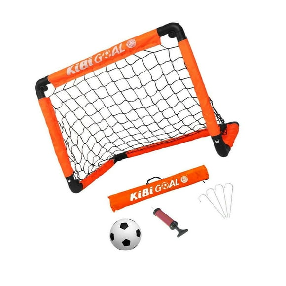 Kids Soccer Goal Set Backyard Mini Net and Ball Mini Net and Ball Orange with Bag Soccer Pump