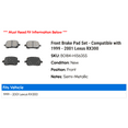 thumbnail image 2 of Front Brake Pad Set - Compatible with 1999 - 2001 RX300 2000, 2 of 2