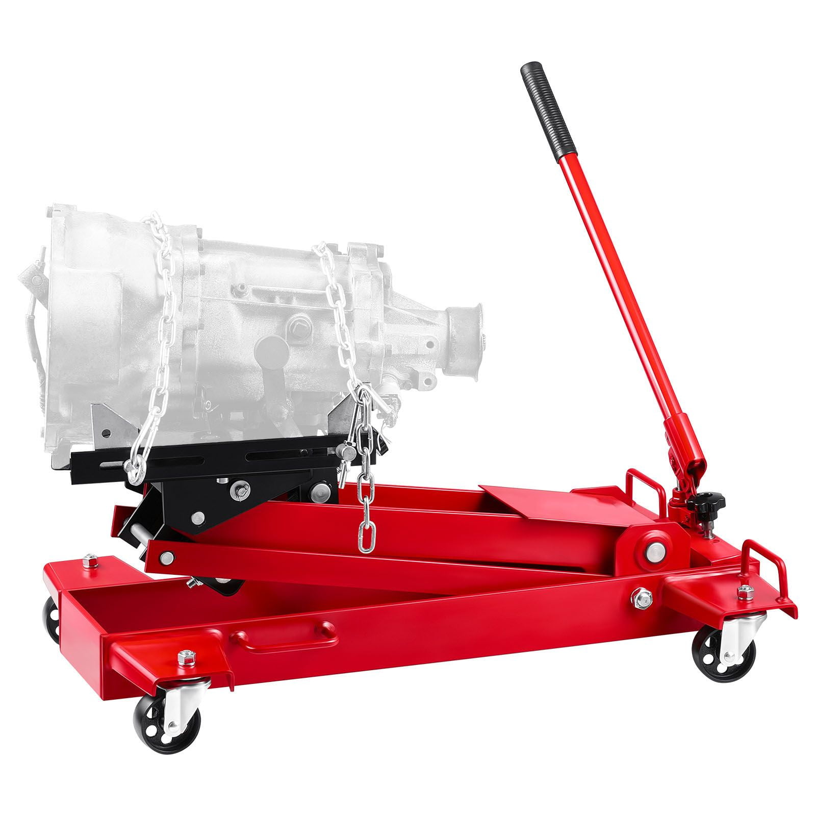 Washure 1 Ton Telescoping Transmission Jack, 2200 LBS Capacity, 7.28-27.6 Inch Lifting Height, 360° Swivel Wheel Garage Hoist