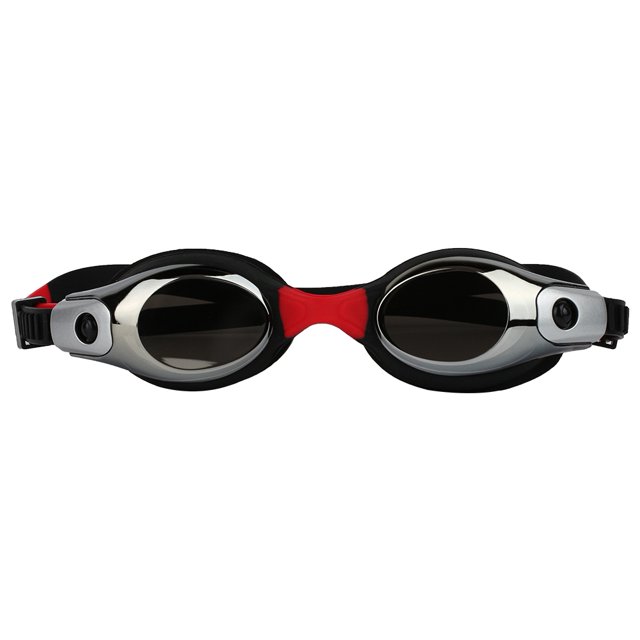Gafas de natación para niños antivaho galvanizadas, gafas de natación ajustables para niños (negro rojo)