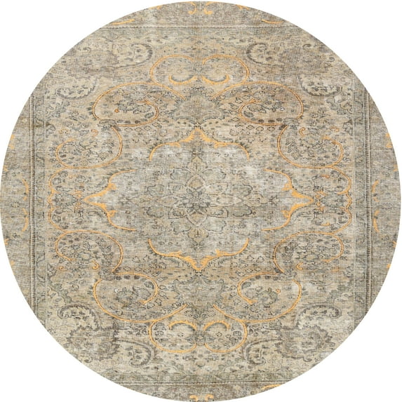 Ahgly Company Indoor Round Traditional Brown Persian Area Rugs, 4' Round