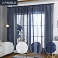 thumbnail image 2 of Semi-Sheer Curtains Rod Pocket Room Darkening Curtains for Living Room/Bedroom Set of 2 Panels (39'' W x 78'' L, White), 2 of 8