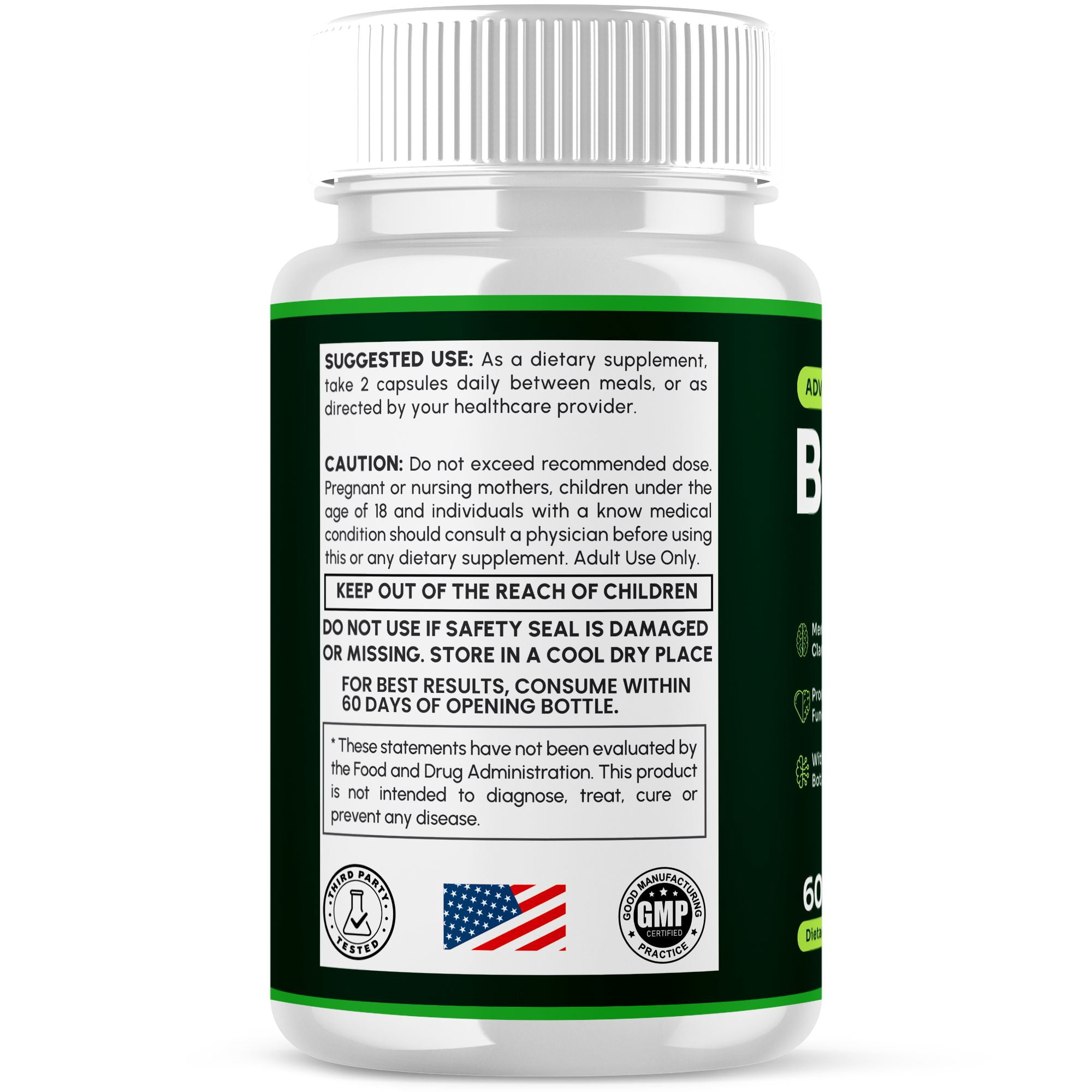 BrainMary Advanced Formula Brain Support Pills Maximum Strength Supplement Brain Mary 180 Capsules