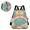 thumbnail image 5 of FORMRS Women's Travel Backpack Purse Anti-Theft Hidden Pockets Casual Shoulder Bag, Retro Beige Rainbow, 5 of 7