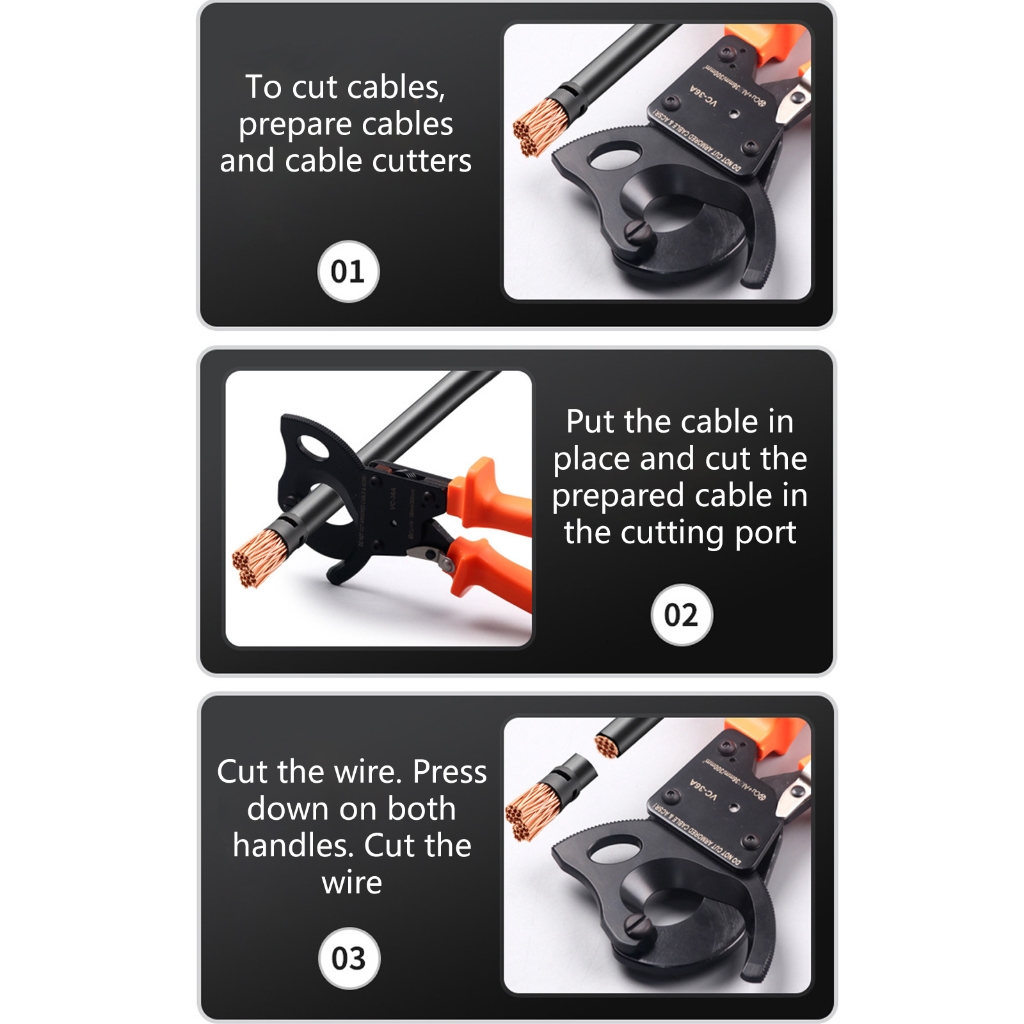 MOMOJIA Convenient Ratcheting Cable Cutter Easy to Use Cutting Tool Suitable for Different Wire Up to 250mm²/300mm²/500mm²