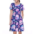 thumbnail image 1 of Easygdp colorful Skull mushroom rainbow para Vestido Transpirable de Mujer, Vestido Suelto de Manga Corta con Pliegues y Bolsillos para el Verano, 1 of 6