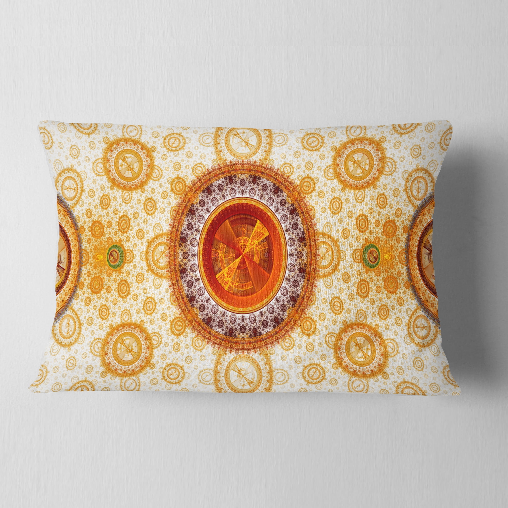 Designart Yellow Psychedelic Relaxing Art - Abstract Throw Pillow - 12x20