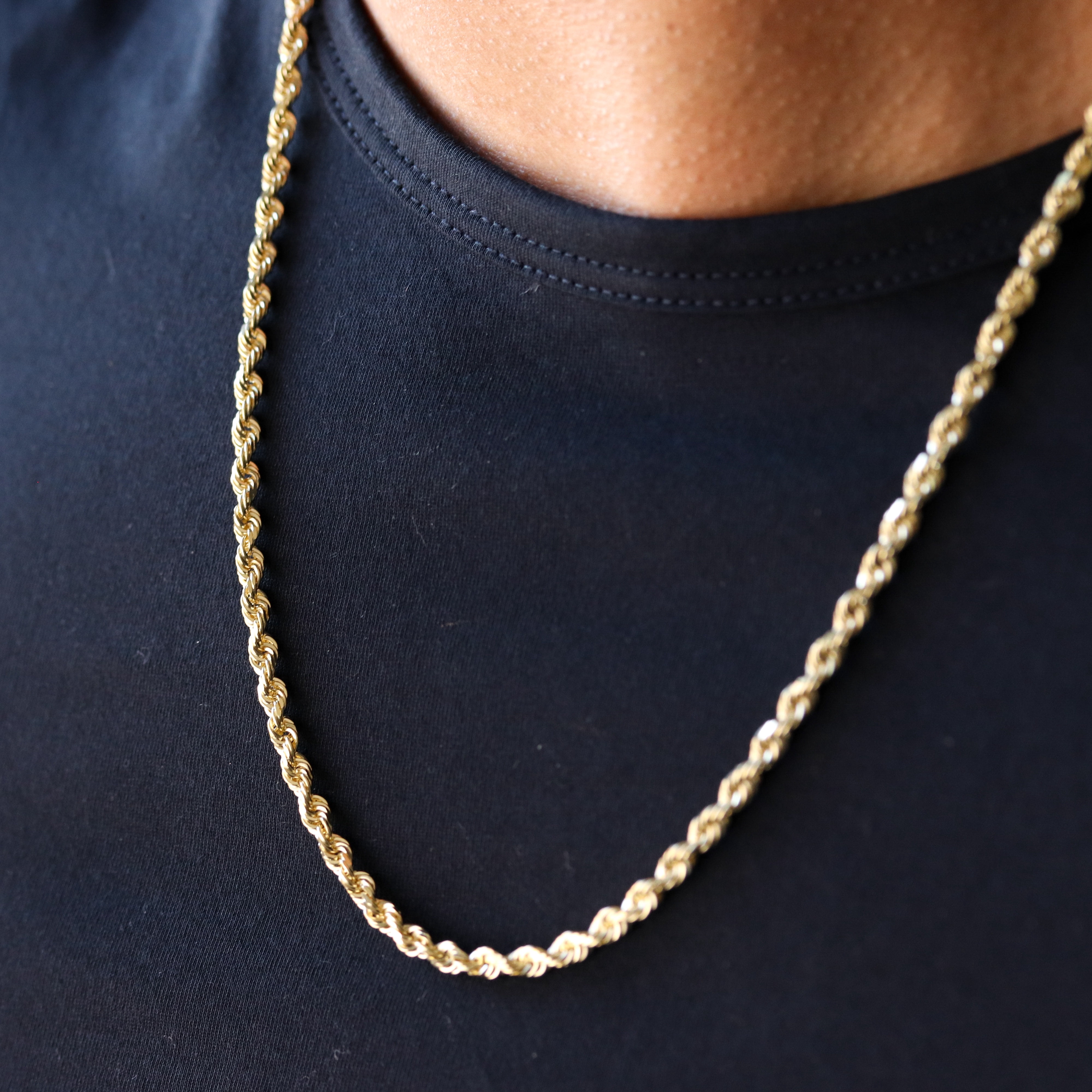 14K Solid Gold Rope Chain Necklace 2mm 16" - 24"