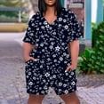 thumbnail image 2 of Colorful Floral Print Loose Fit Plus Size Overalls Shortalls for Women Summer Fall Brunch Basic Coveralls Shortalls Shorts Unitard Womens 2025 Clothing 5XL, 2 of 5