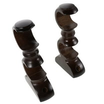 SEWCHICS Coffee Wooden Curtain Rod Holders Easy Installation for Bedrooms and Living Rooms 2Pcs