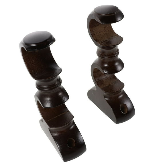 SEWCHICS Coffee Wooden Curtain Rod Holders Easy Installation for Bedrooms and Living Rooms 2Pcs