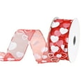 thumbnail image 4 of Flocked Heart Organza Ribbon Wired Edge, 1-1/2-inch, 25-yard, Red, 4 of 4