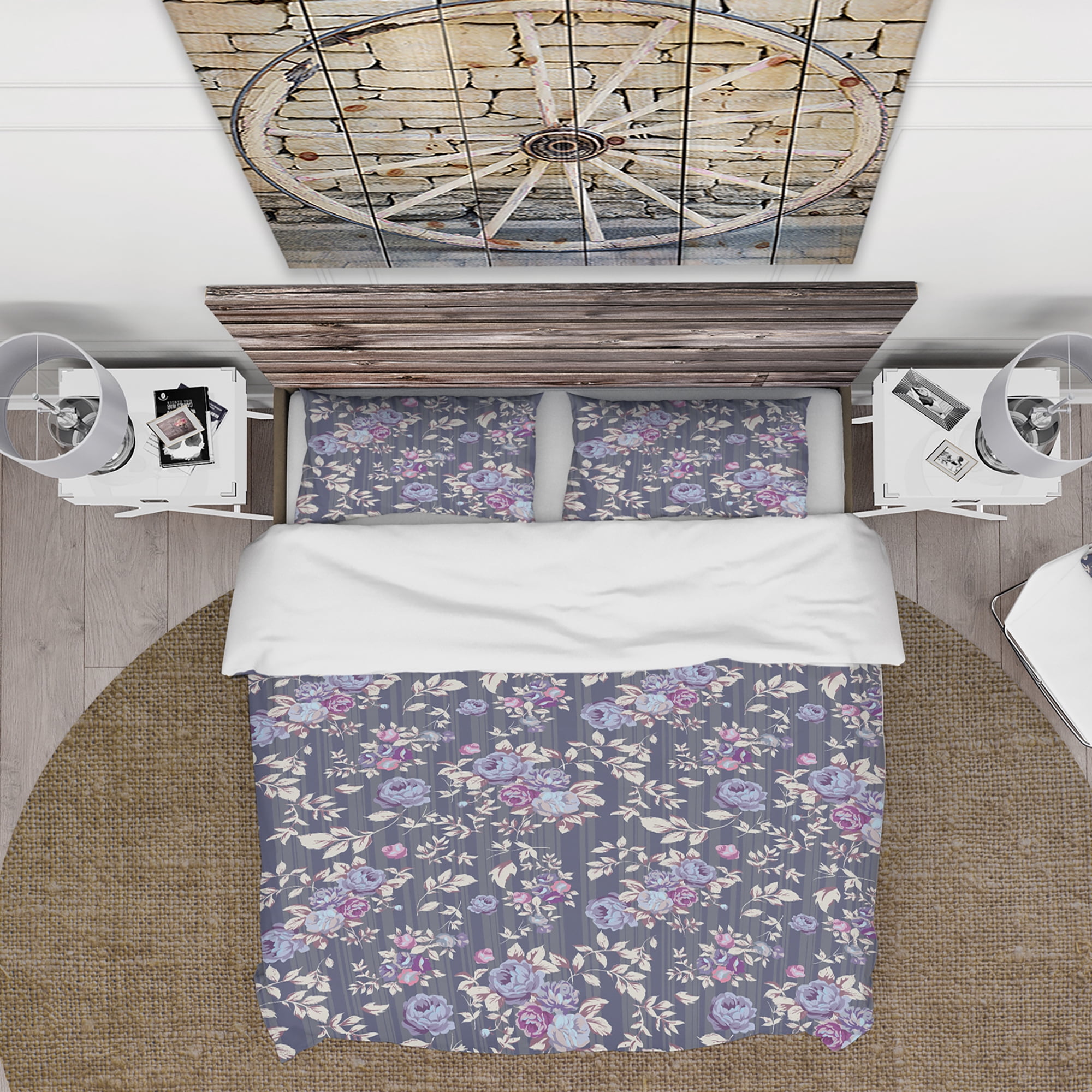 Designart 'Blue Roses' Floral Duvet Cover Set