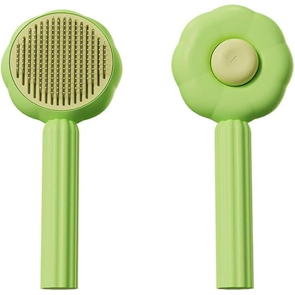 Saluqifa Magic Pet Grooming Brush, 2023 New Self Cleaning Slicker Comb for Long or Short Hair Pets, Removes Tangles and Loose Fur (Green#A)