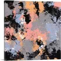 ARTCANVAS Black Pink Purple Gray Modern Square Canvas Art Print - Size: 18" x 18" (0.75" Deep)