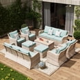 thumbnail image 4 of MEISSALIVVE Outdoor Patio Furniture Set with Swivel Chair, 10 Pieces Patio Conversation Set, Patio Sectional Furniture Set with 2 Three-seat sofa, 2 Fixed Single Chair and Coffee Table (Blue), 4 of 10