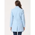 thumbnail image 4 of Abrigo De Invierno Elegante PaMujer Abrigo Largo De Un Solo Pecho Con Cuello Alto En Mitad Del Muslo Azul Claro M, 4 of 6