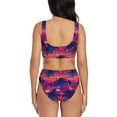 thumbnail image 3 of Daiia Retro Palms Women's Bikini Set Two Piece Swimsuit High Waisted Bikini Adjustable Straps Bikini Perfect for Beach, Pool, and Summer Vacation-, 3 of 9