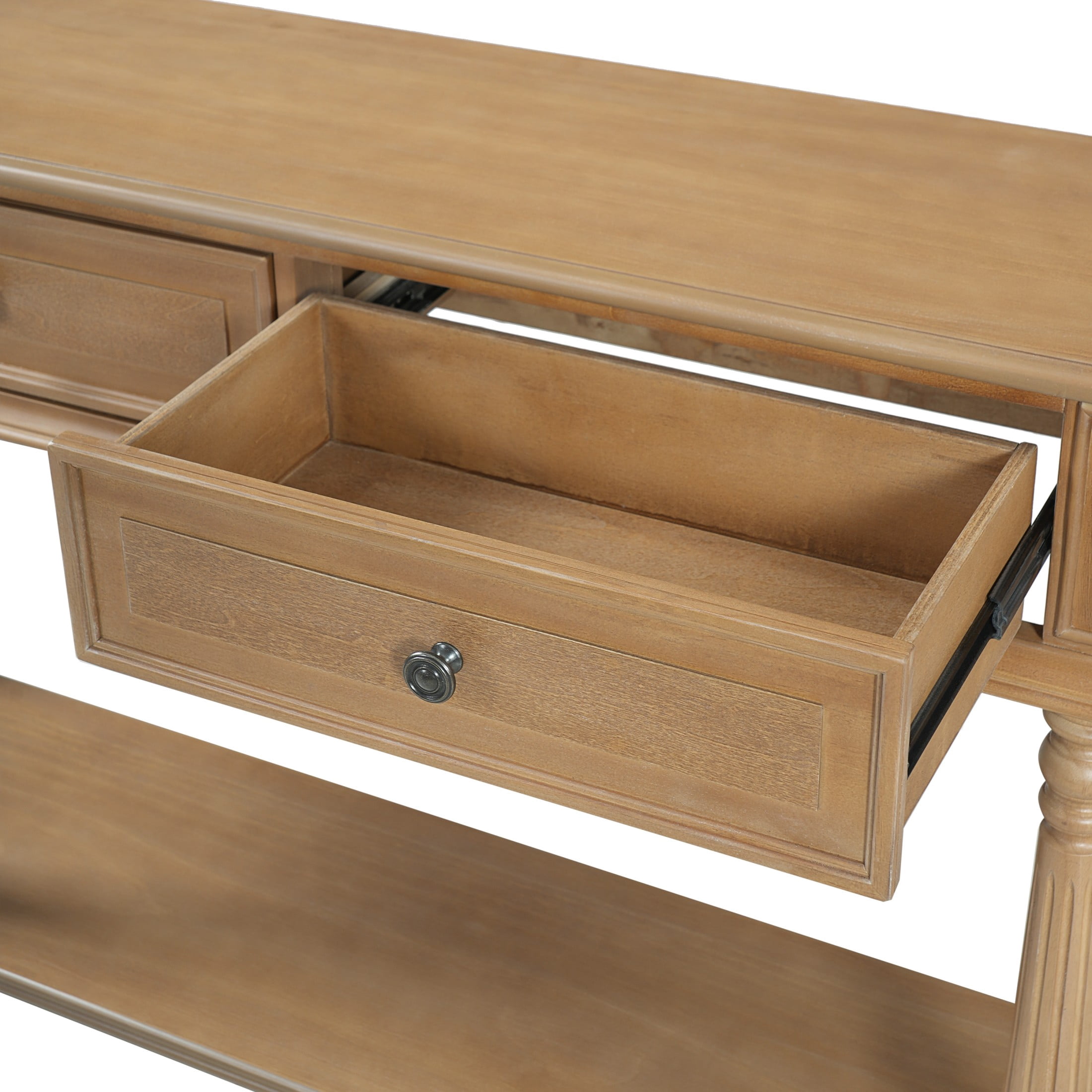 Christopher Knight Home Vintage Half Moon Wood Console Table with Drawers and Open Shelf, Natural