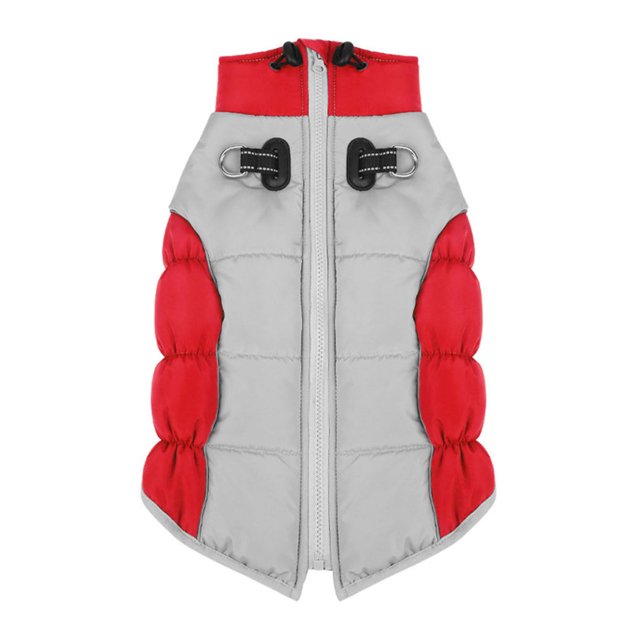 Vêtements pour Animaux Col Haut Manteau d'Hiver Réfléchissant pour Chien Protection contre la Neige Col Réglable Fermeture Éclair