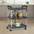 thumbnail image 5 of Portable Collapsible Service Cart, 3 Tier Folding Utility Cart Storage Trolley with 2 Lockable Wheels, 5 of 9