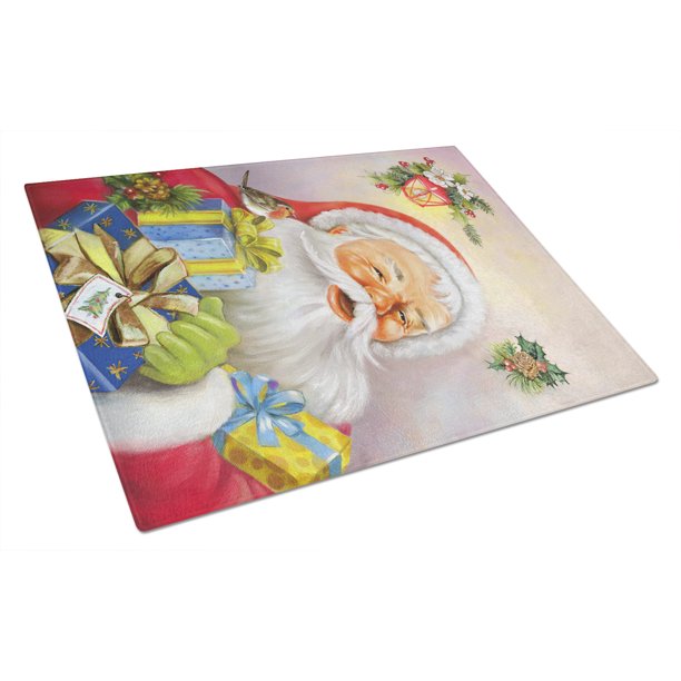 Christmas Santa Claus Presents Glass Cutting Board Large