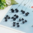 thumbnail image 5 of 2 Pairs 2 Size 304 Stainless Steel Flat Round Stud Earrings 6~8mm for Men Women Electrophoresis Black, 5 of 7