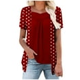 thumbnail image 2 of GaThRRgYP Plus Size Blouse for Women,Women's Fashion Printed Fake Two Piece Short Sleeve Round-Neck Blouses Red XL, 2 of 7