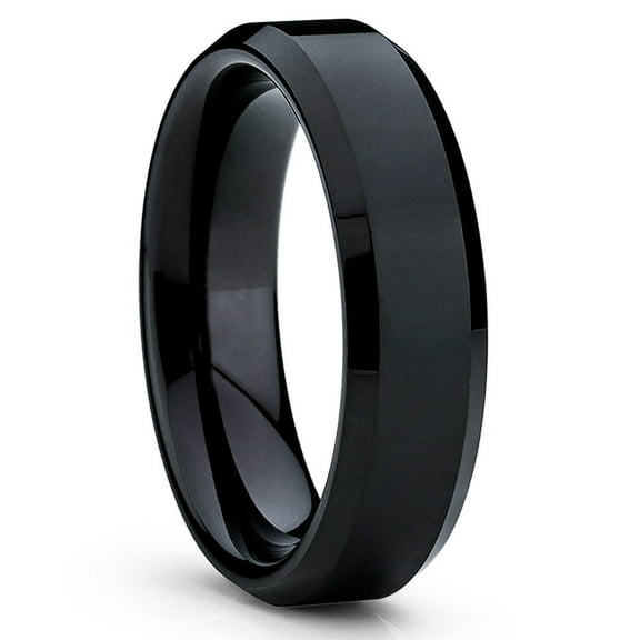Shiny Black Tungsten Ring,Tungsten Carbide Ring,Engagement Ring,Black Wedding Ring,Anniversary Ring