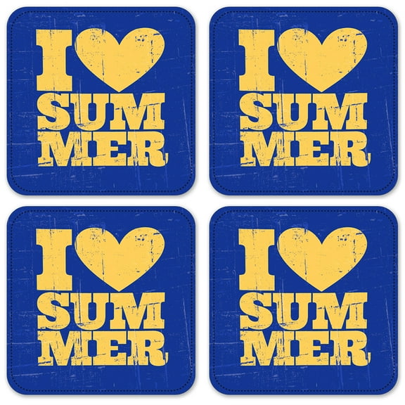 Vinyl Drink Coasters - Set of 4 - I Love Summer
