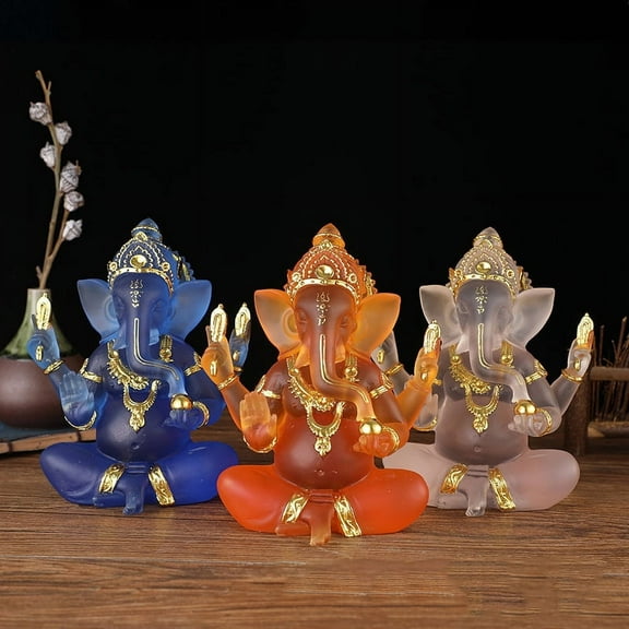 Clear Lord Ganesha Statue Elephant Hindu Sculpture Figurines Buddha Ornament