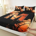 thumbnail image 3 of Homewish Cartoon Basketball Boys Twin Sheet Sets, Black Orange Monogrammed M Twin Fitted Sheet, Modern Ball Sports Player Flat Sheet, Breathable Home Decor, 3pcs, 3 of 7