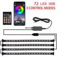 thumbnail image 2 of Tira de luces LED para coche de 72 LED, lámpara de control remoto con aplicación Bluetooth, múltiples modos de bricolaje, luces decorativas debajo del tablero, USB, 2 of 5